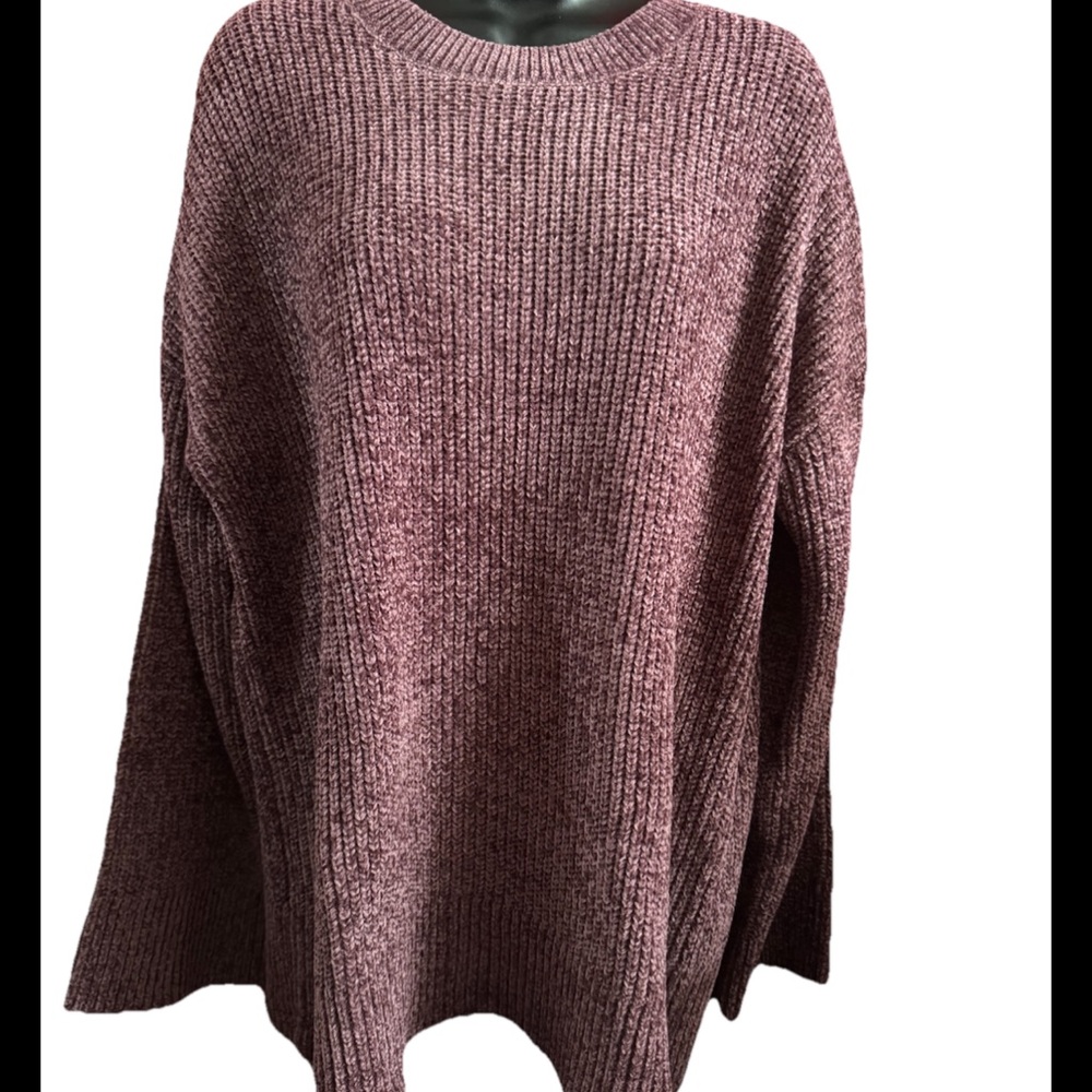 Matty M Ladies' Chenille Crewneck Sweater  Color Plum , Size L
